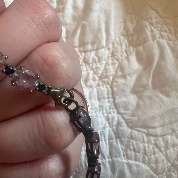 Amethyst and sapphire sterling silver tennis bracelet - Picture 4 of 4